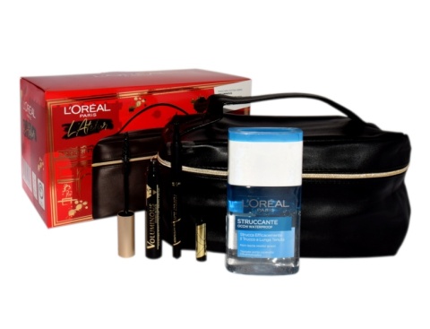 Zestaw L`Oreal Mascara Voluminous Extra Black+ Perfect Slim Superliner +Eye Makeup Remover 125ml+ Kosmetyczka Zestaw L`Oreal Mascara Voluminous Extra Black+ Perfect Slim Superliner +Eye Makeup Remover 125ml+ Kosmetyczka