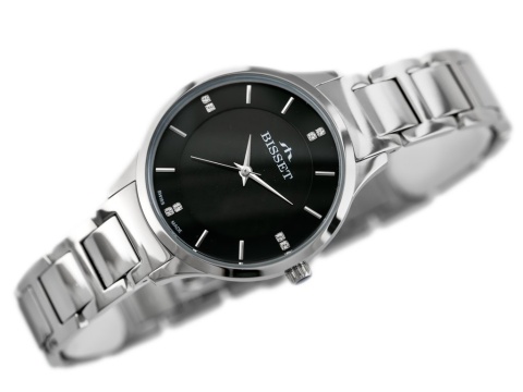 ZEGAREK DAMSKI BISSET BSBE45 - silver/black (zb551b) ZEGAREK DAMSKI BISSET BSBE45 - silver/black (zb551b)