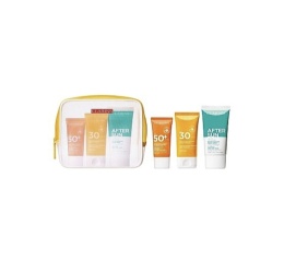 Zestaw Clarins Sun Body Cream Spf30 150ml + Sun Facial Cream Discovery Spf50+ 30ml + Cosmetic Bag