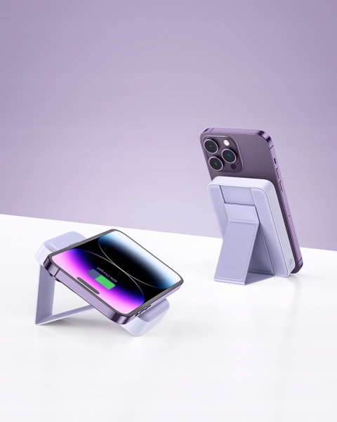 INNOSTYLE POWERMAG 2W1 SZYBKI POWERBANK INDUKCYJNY DO MAGSAFE 10000MAH STOJAK FIOLETOWY