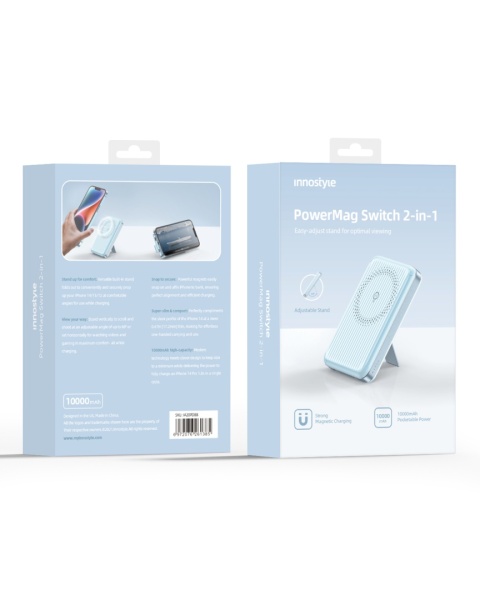 INNOSTYLE POWERSWITCH SZYBKI POWERBANK INDUKCYJNY DO MAGSAFE 10000MAH STOJAK NIEBIESKI